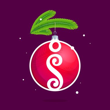 Ben Noel kırmızı top ve çam dalları mektubu.