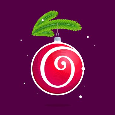 O mektup Noel kırmızı top ve çam dalları ile.