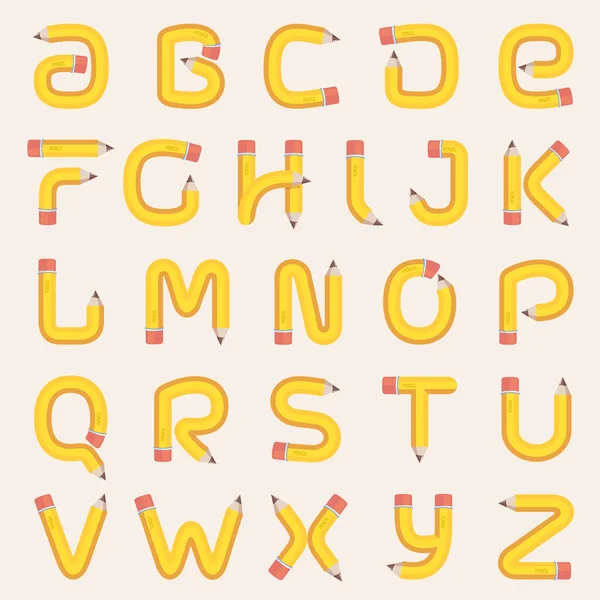 Alphabet formé par crayon . — Image vectorielle