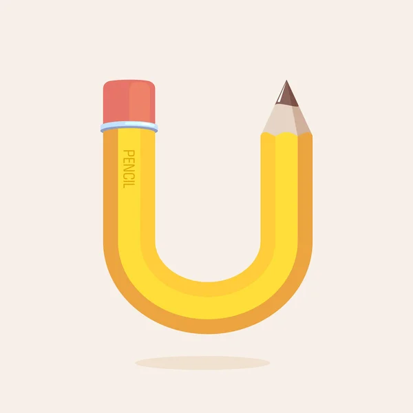 Γράμμα U σχηματίζεται από μολύβι — Διανυσματικό Αρχείο