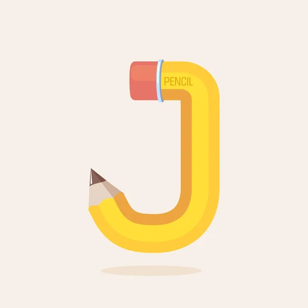 Γράμμα J σχηματίζεται από μολύβι. — Διανυσματικό Αρχείο