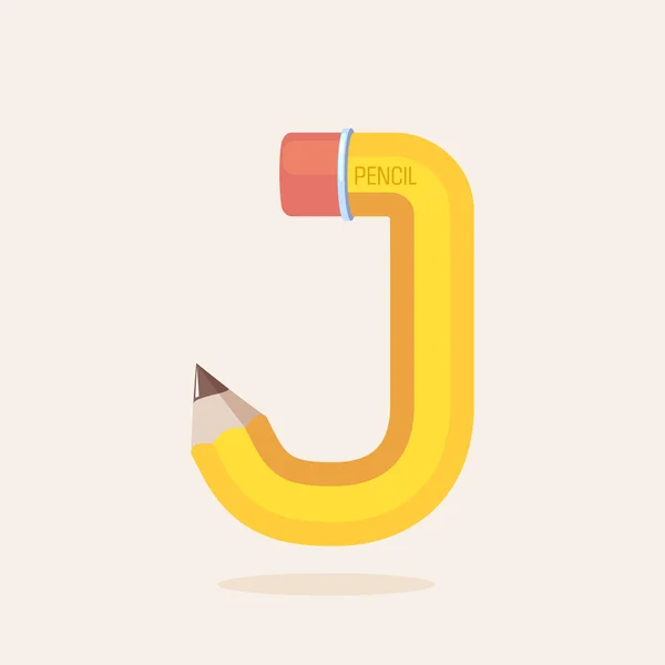 J letter formed by pencil. — Stock Vector