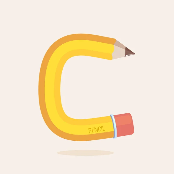 C brev bildas av blyerts. — Stock vektor