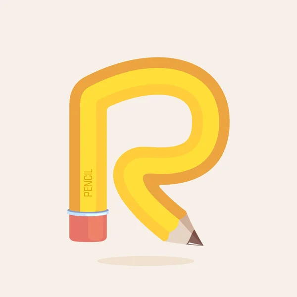 R letter formed by pencil. — Stock Vector