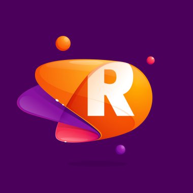 R harfi ile atomlar yörüngeler renkli simge.