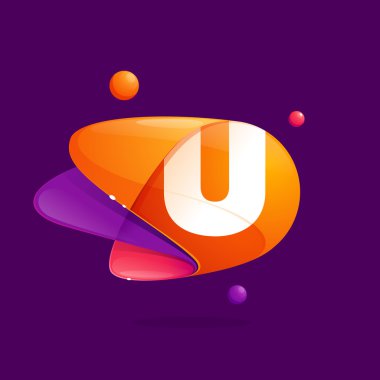 U harfi ile atomlar yörüngeler renkli simge.