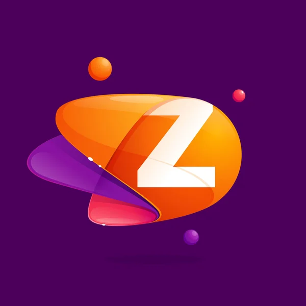 Z lettre avec des atomes orbites icône colorée . — Image vectorielle