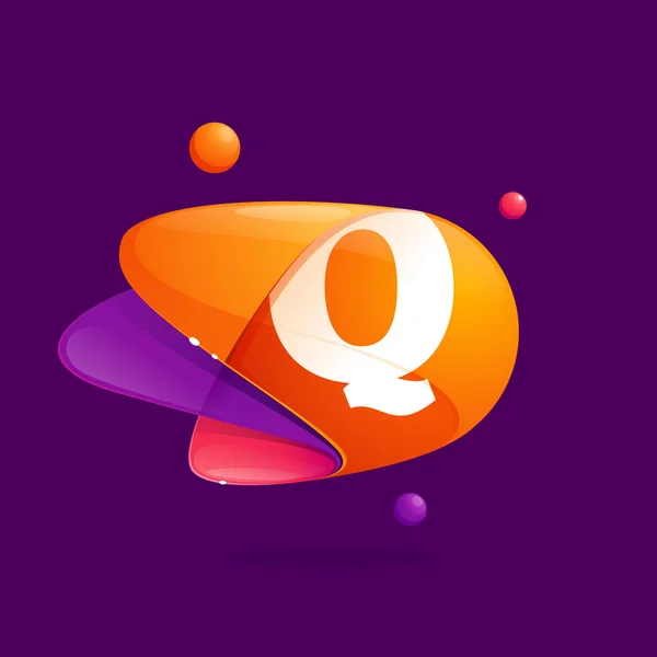 Q písmeno s atomy ovály barevné ikony. — Stockový vektor