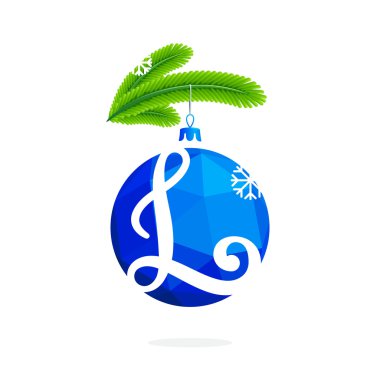 L harfi ile mavi kristal Noel top.