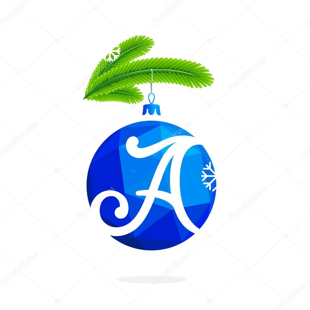 Lettre A Avec La Boule De Noël De Cristal Bleu Image