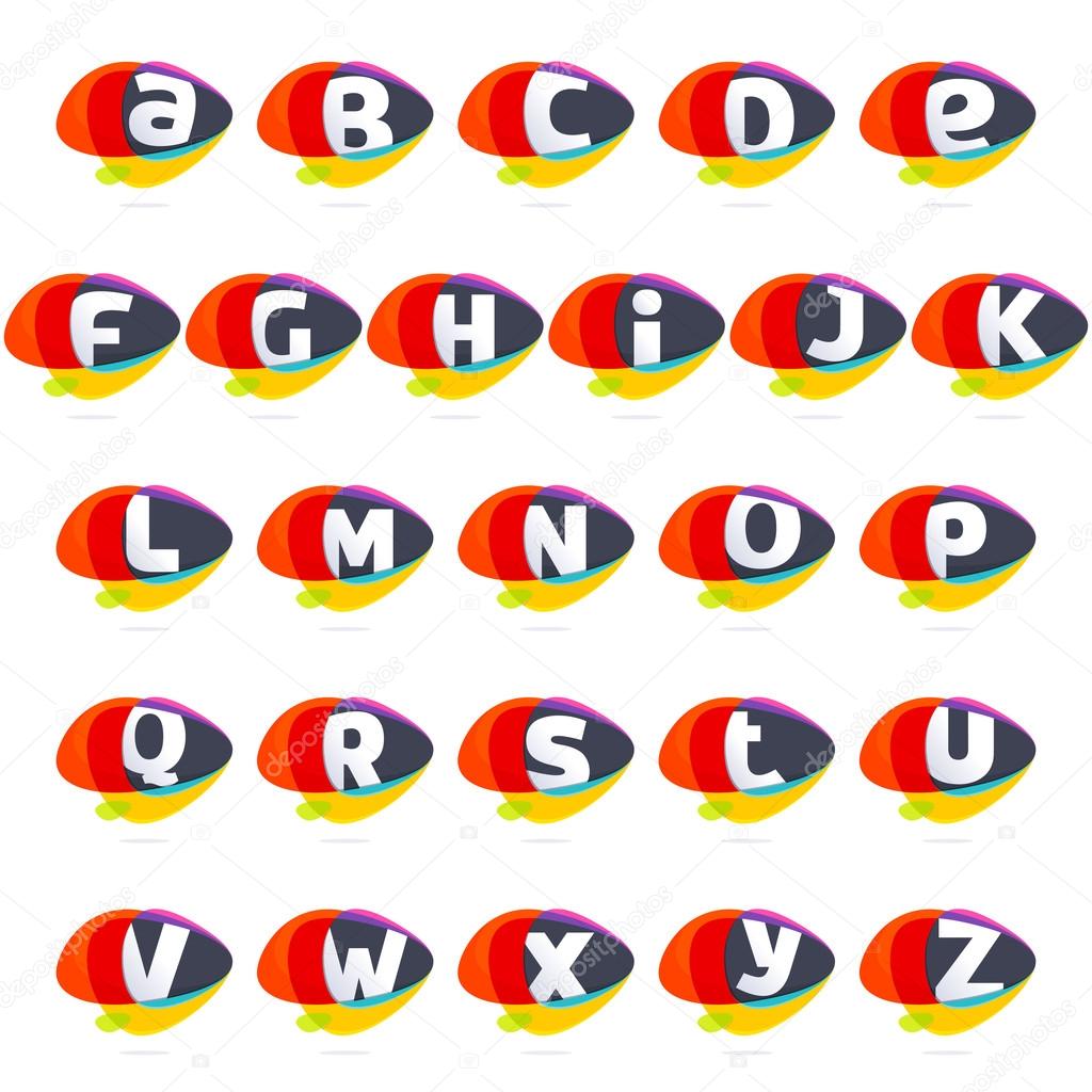 Alphabet letters with ellipses intersection logo.