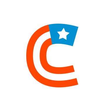 C harfi ile Amerikan yıldızlar ve çizgiler.