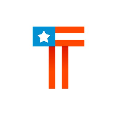 T harfi ile Amerikan yıldızlar ve çizgiler.