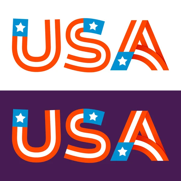 Letras USA con estrellas y rayas . — Vector de stock