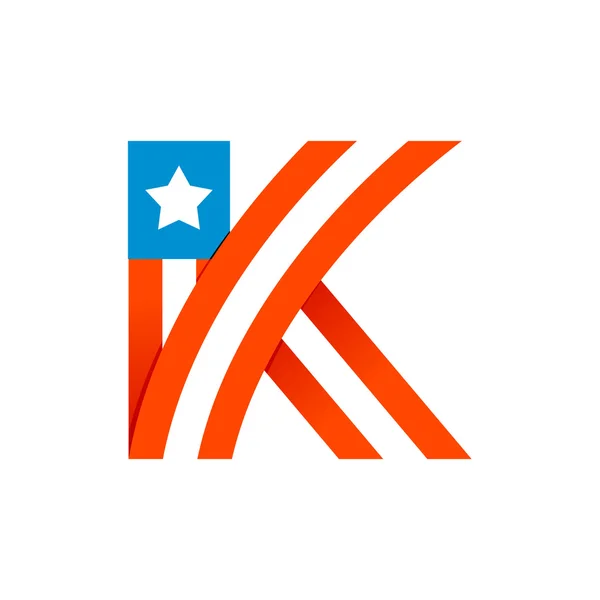 K carta con estrellas y rayas americanas . — Vector de stock