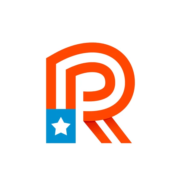 R letter with american stars and stripes. — Stock Vector