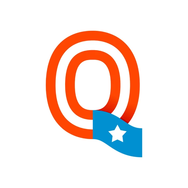 Q γράμμα με αμερικανική αστέρια και τα λωρίδες. — Διανυσματικό Αρχείο