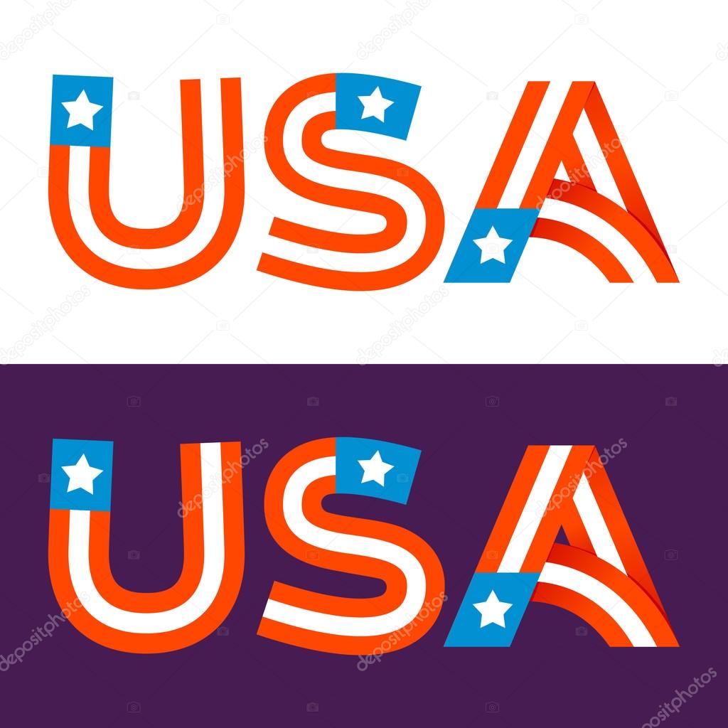 USA letters with stars and stripes.