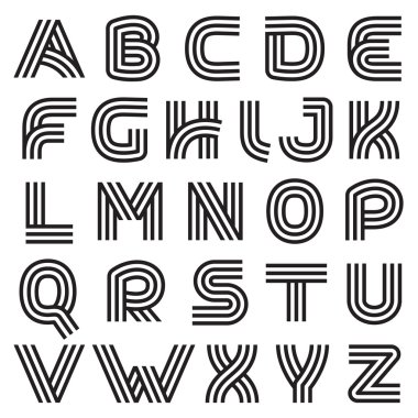 Paralel çizgiler tarafından kurulan alfabesi.