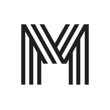 M letter formed by parallel lines. clipart