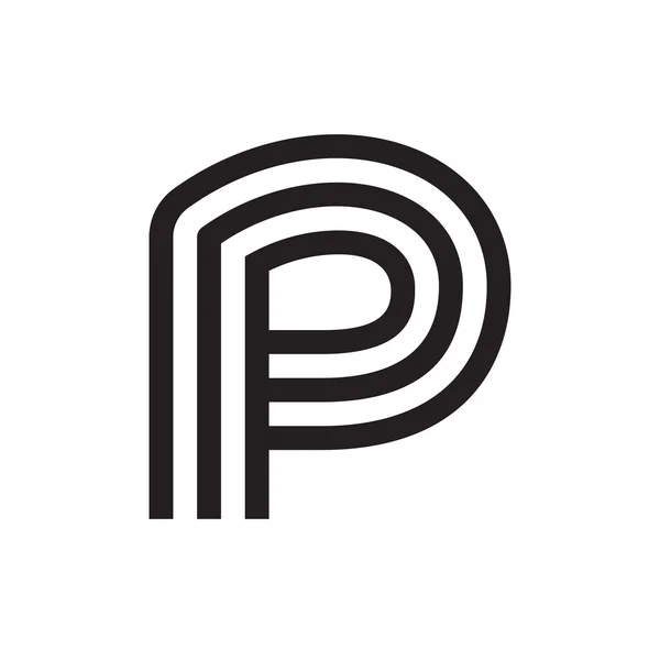 P letter formed by parallel lines. — Stock Vector