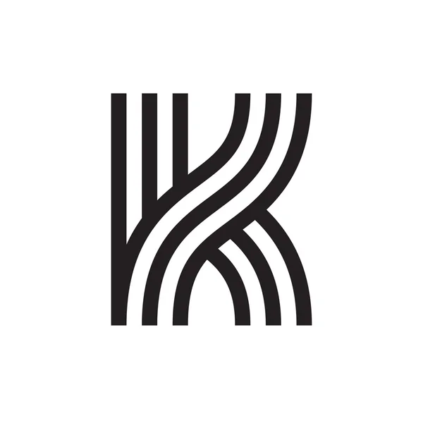 K letra formada por linhas paralelas . —  Vetores de Stock