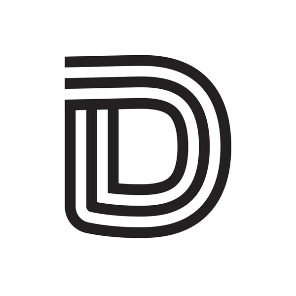 D letter formed by parallel lines. — Stock Vector