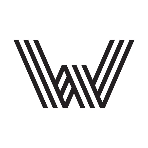 Písmeno W tvořená paralelní linie. — Stockový vektor