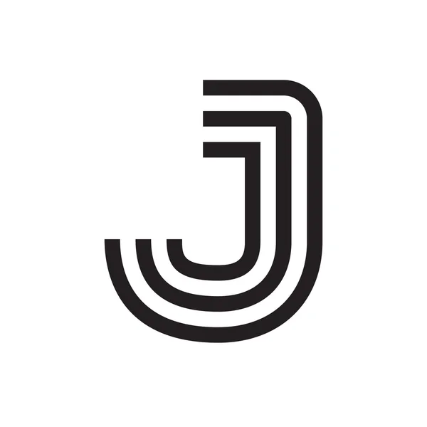 J letter formed by parallel lines. — Stock Vector