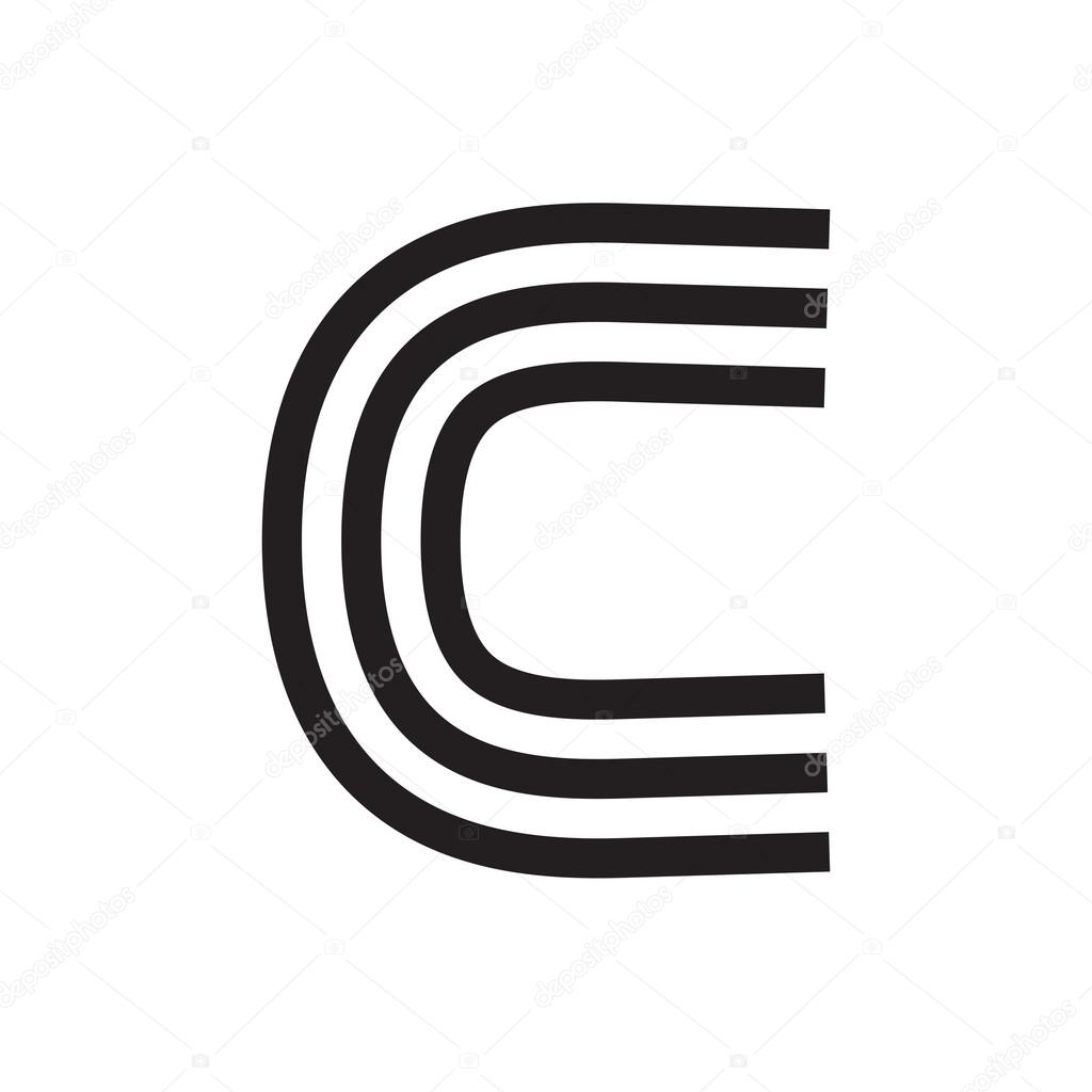 C letter formed by parallel lines.