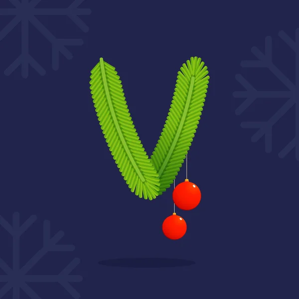 V dopise tvořená vánoční dekorativní jedle větví — Stockový vektor