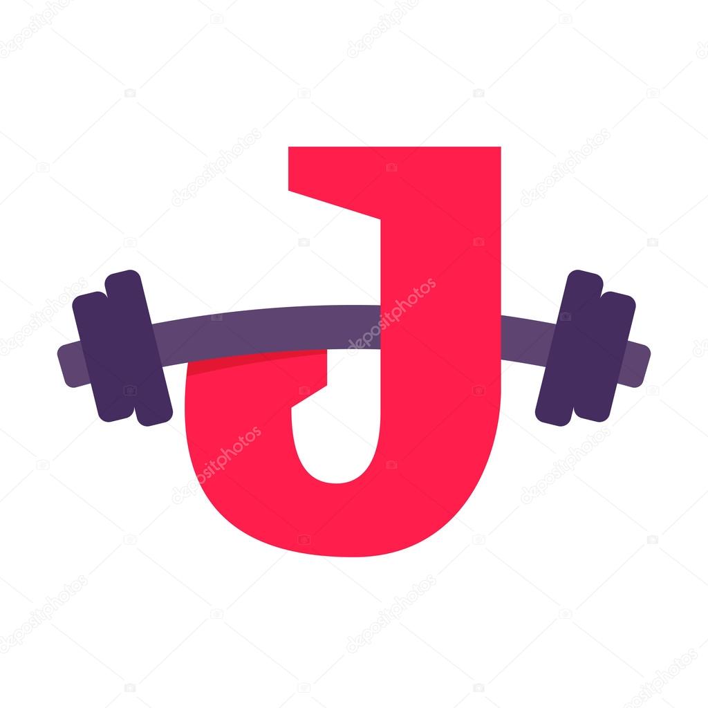 J letter with barbell.