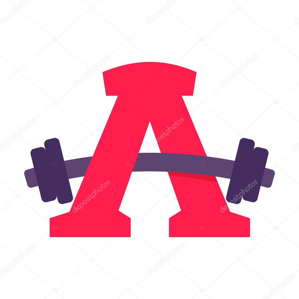 Letter A with barbell.