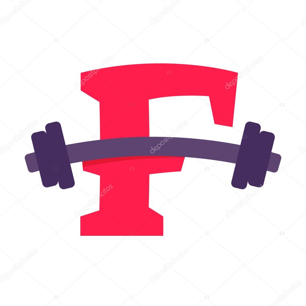 F letter with barbell.