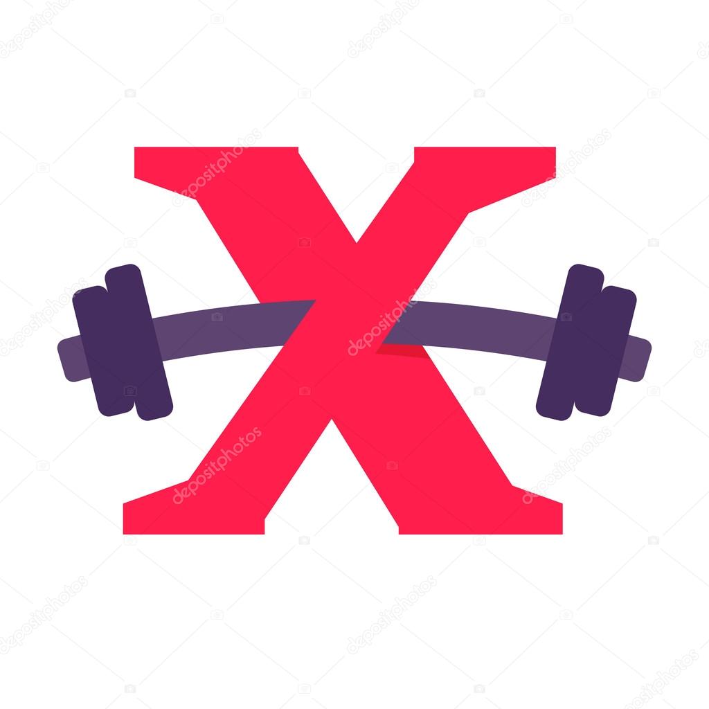 X letter with barbell.