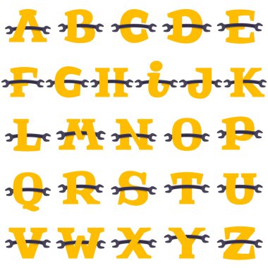 İngiliz anahtarını ayarla alfabesi harfleri.