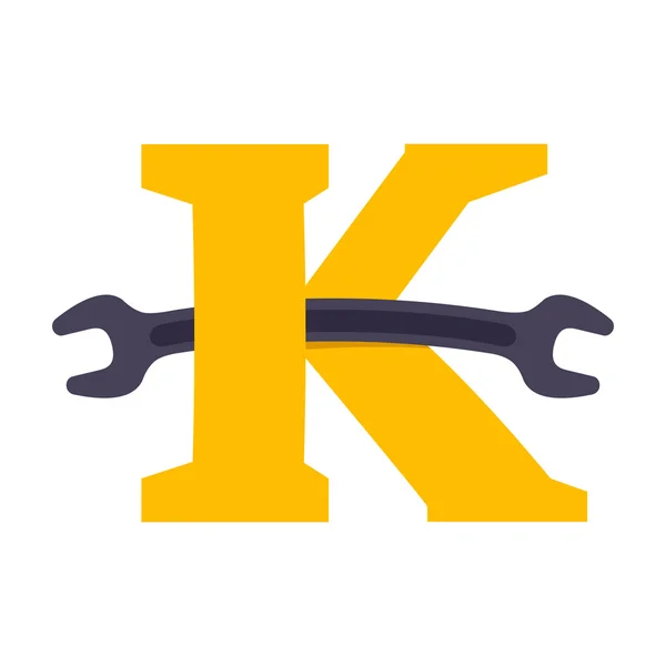 K lettera con chiave inglese . — Vettoriale Stock