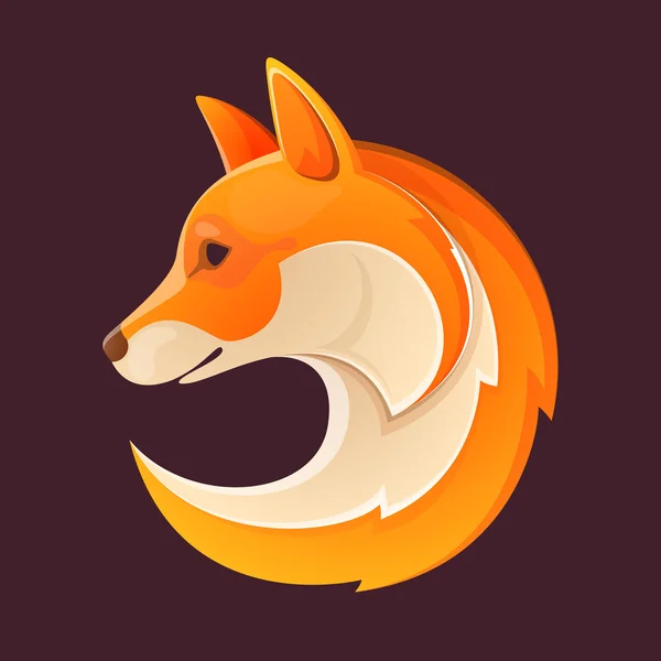 Logo de volumen de Fox head. Naranja sobre negro . — Vector de stock