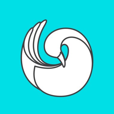 Kaz, kuğu kuş logosu. Çizgi sanatı stili.