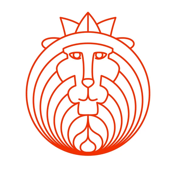 Lion head vector logo. Line art style. — Stock Vector