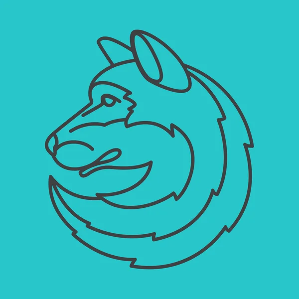 Логотип головы волка. Линейный стиль . — стоковый вектор