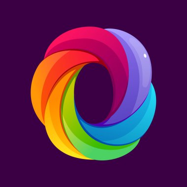 O mektup logo kurdu tarafından sarmal çizgiler.