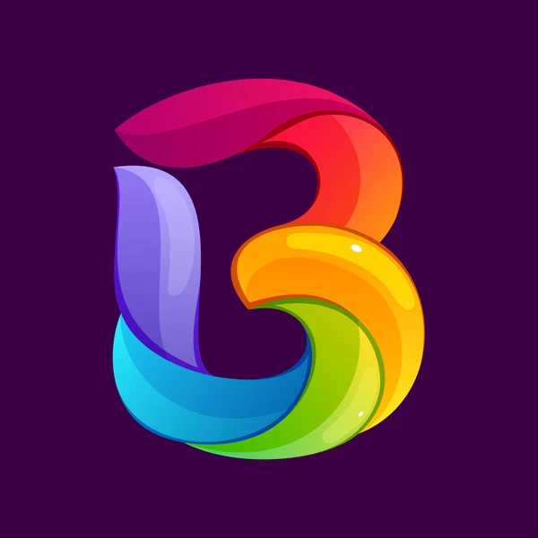 B Buchstabe Logo durch verdrehte Linien gebildet. — Stockvektor