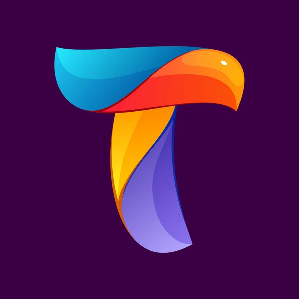 Λογότυπο γράμμα T που σχηματίζεται από Στριφτές γραμμές. — Διανυσματικό Αρχείο