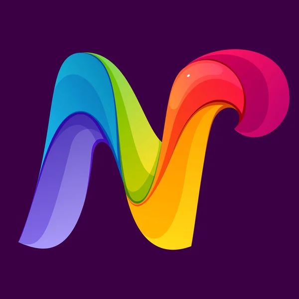 Logotipo de letra N formado por líneas retorcidas . — Vector de stock