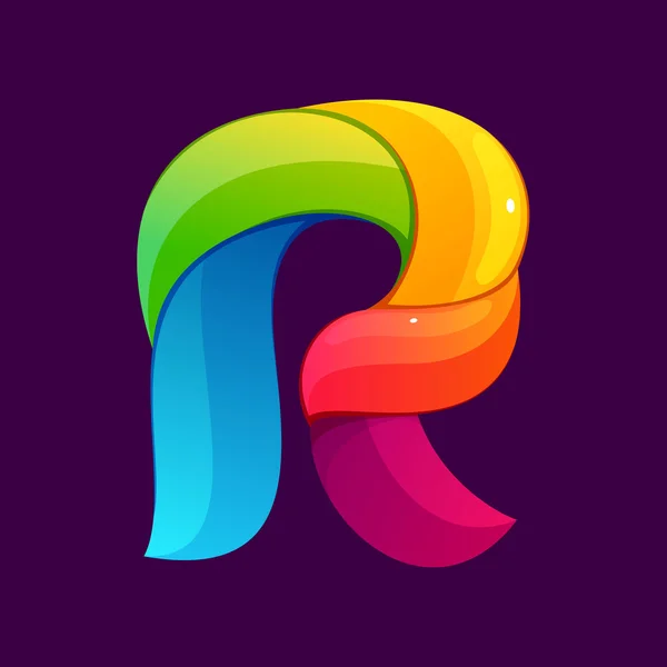 Логотип буквы R образован строчками . — стоковый вектор
