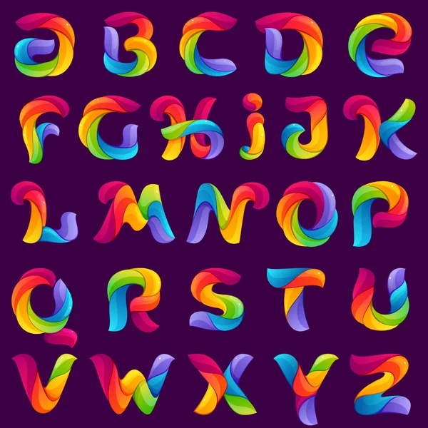 Sarmal çizgiler tarafından kurulan komik alfabesi harfleri. — Stok Vektör