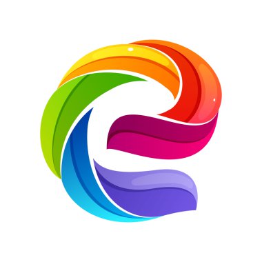 Sarmal çizgiler tarafından kurulan E mektup logo.