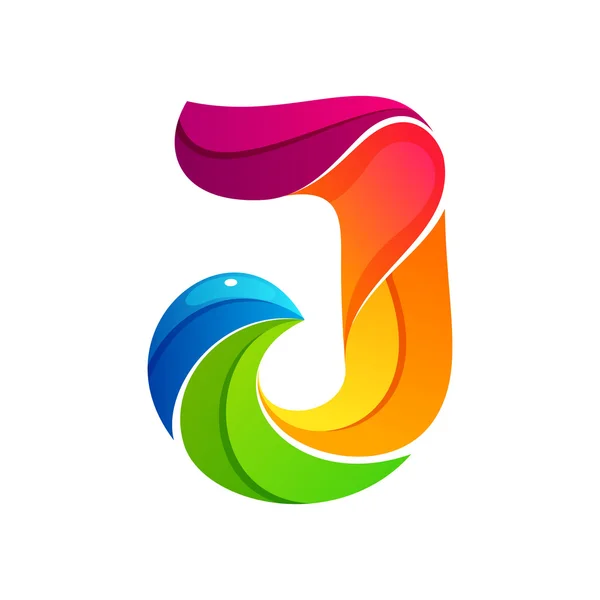 J logotipo carta formada por linhas torcidas . —  Vetores de Stock