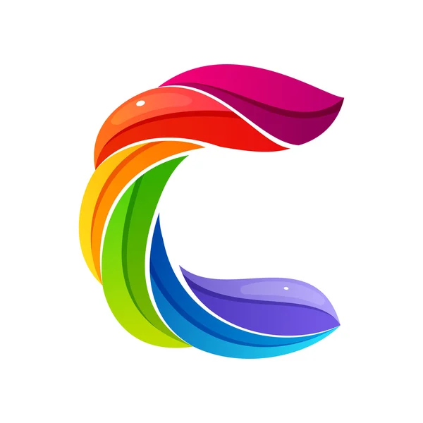 Sarmal çizgiler tarafından kurulan C harfi logosu. — Stok Vektör